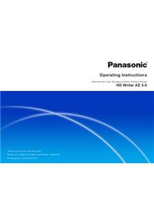 Panasonic HD Writer AE 5.0 manual. Camera Instructions.
